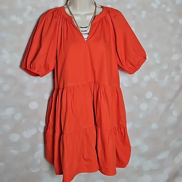 Japna | Orange Cotton Ruffled Mini Dress - Picture 1 of 6
